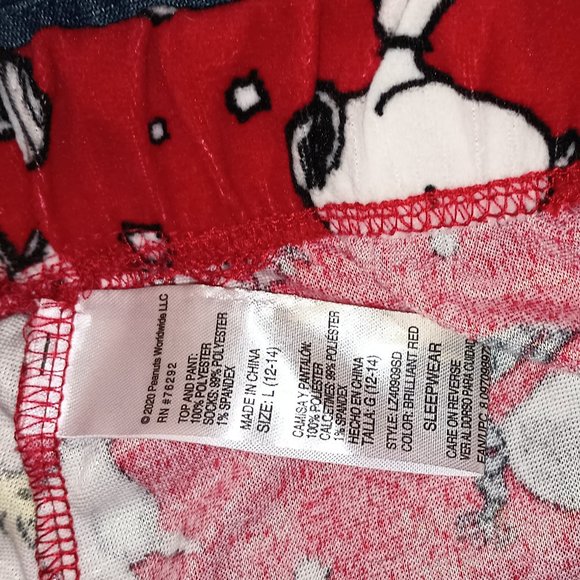 Preloved Peanuts Snoopy and Woodstock Silky Stretch PJ Pants (Size: Large) - Picture 5 of 5